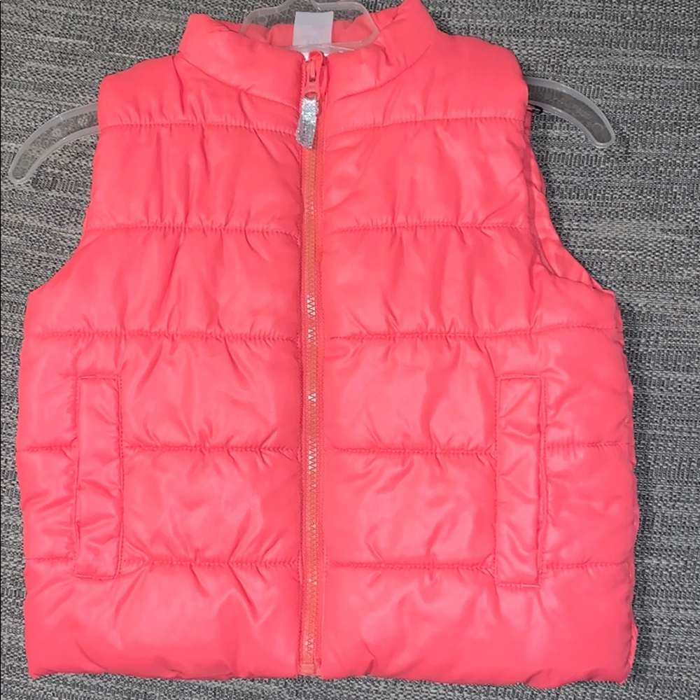 Coral pink puffer vest